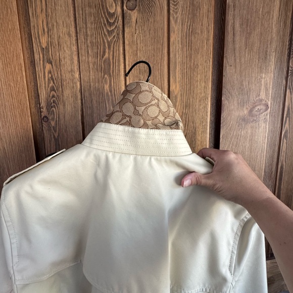 Coach Cream Trench Coat with Brown Collar - Picture 8 of 10